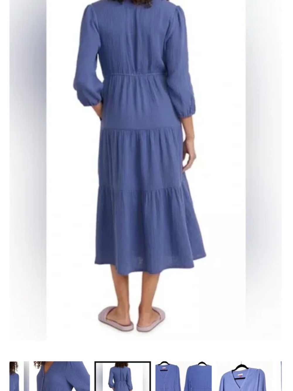 Marine Layer Periwinkle Button-Front Tiered Midi Dress - Picture 4 of 12